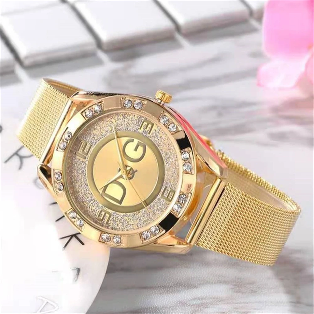 Women's Strap Diamond Starry Casual Dress Gold DQG Steel