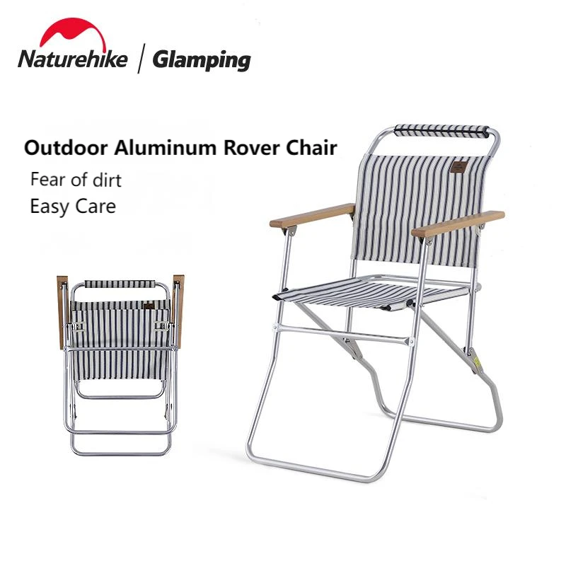 

Naturehike Camping Leisure Beach Chair Ultralight 2.3kg Portable Aluminum Folding Chair Casual Striped Back Chair Fishing Chair