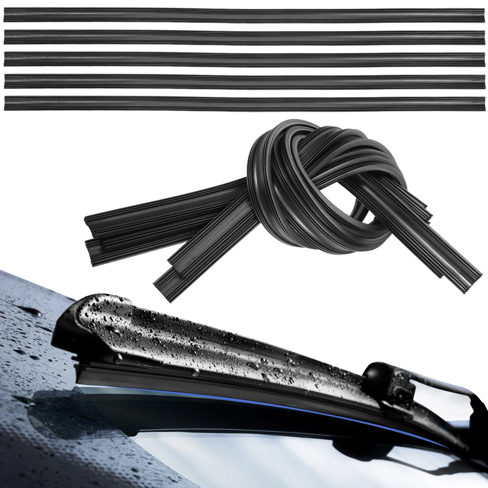 

10 Pcs Frameless Wiper Blades Refills Rubber Strips Car Boneless Wiper Strip Universal High Temp Durable Wash Kit