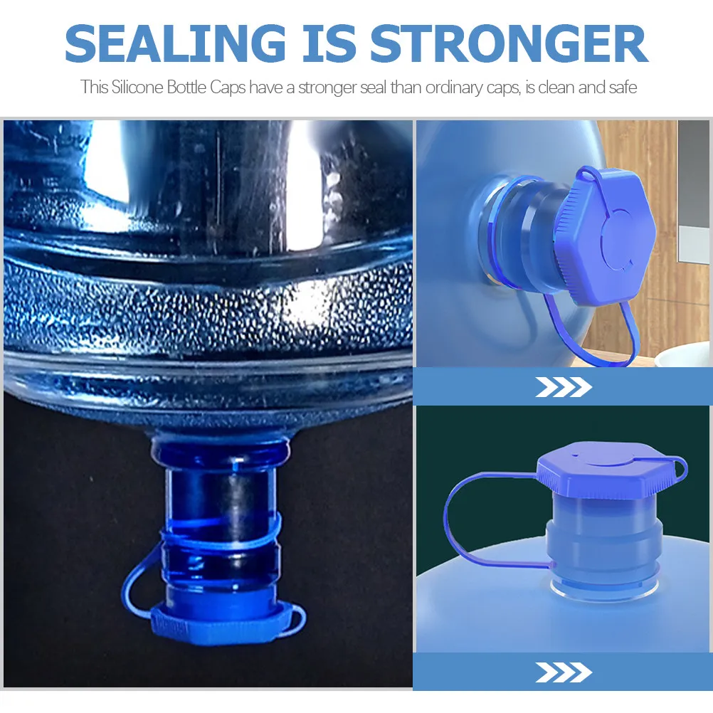 Silicone Water Jug Bottle Caps 4 Pack Anti Splash Gallon Bucket Lids Reusable Covers for Outdoor Drinking