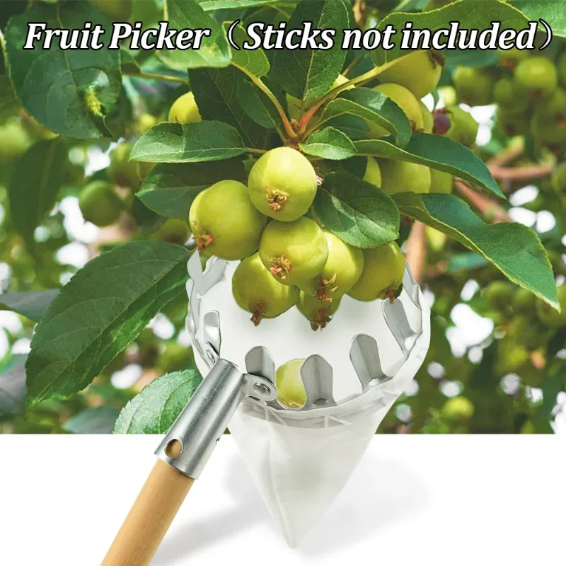 

Metal Fruit Picker Orchard Gardening Apple Peach High Tree Picking Tools Fruit Catcher Collection Pouch Farm Garden Tools