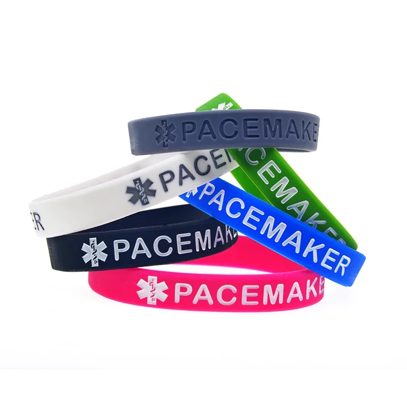 50 Pcs Pacemaker Silicone Bracelet Medical Alert Wristband Adult Size Bangle