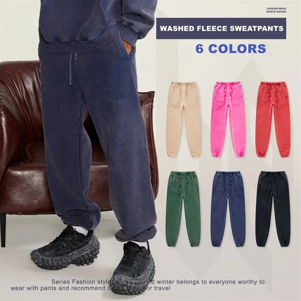 

Уютные зимние спортивные штаны для мужчин, джоггеры на флисовой подкладке 400 г/м2, винтажные брюки свободного покроя унисекс HY0668