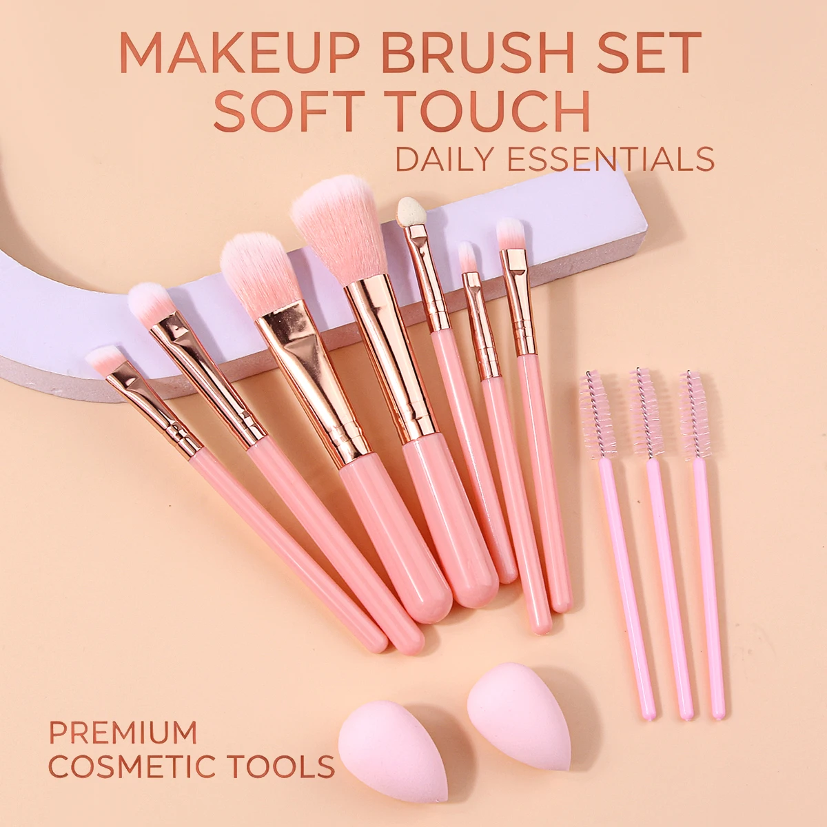 12-teiliges Make-up-Pinsel-Set, Komplettes Gesichts- und Augen-Kosmetikpinsel-Set für Rouge, Foundation, Lidschatten, Augenbrauen, Vielseitiges Tägliches Werkzeugset