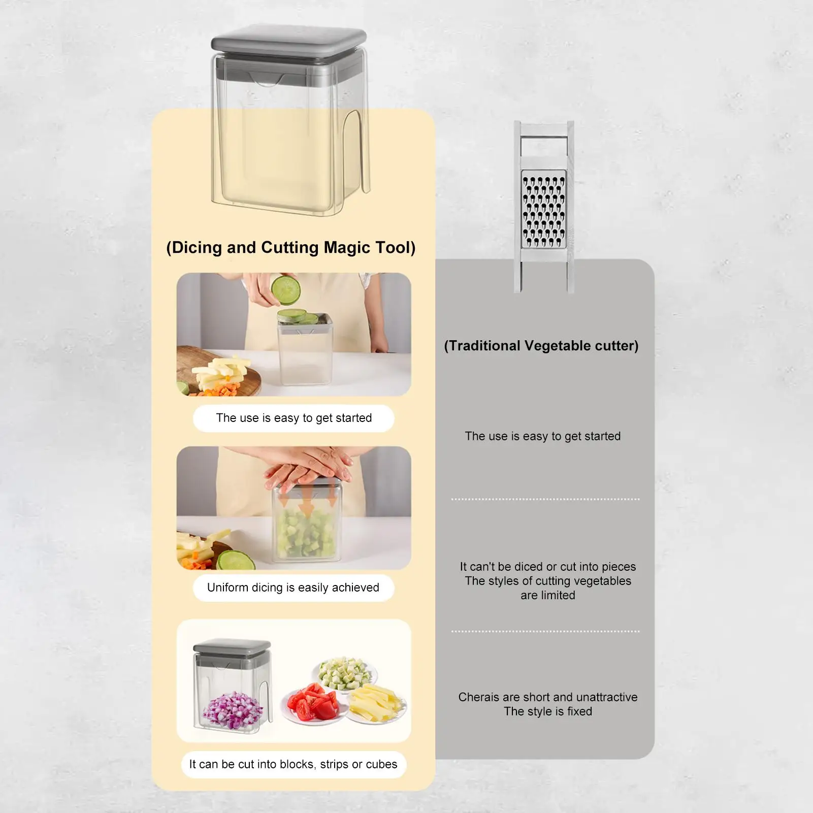 Food Chopper With Container 4-in-1 Manual Multifunctional Cutter With Container Chopper Vegetable Cutter For Ginger Onion Carrot
