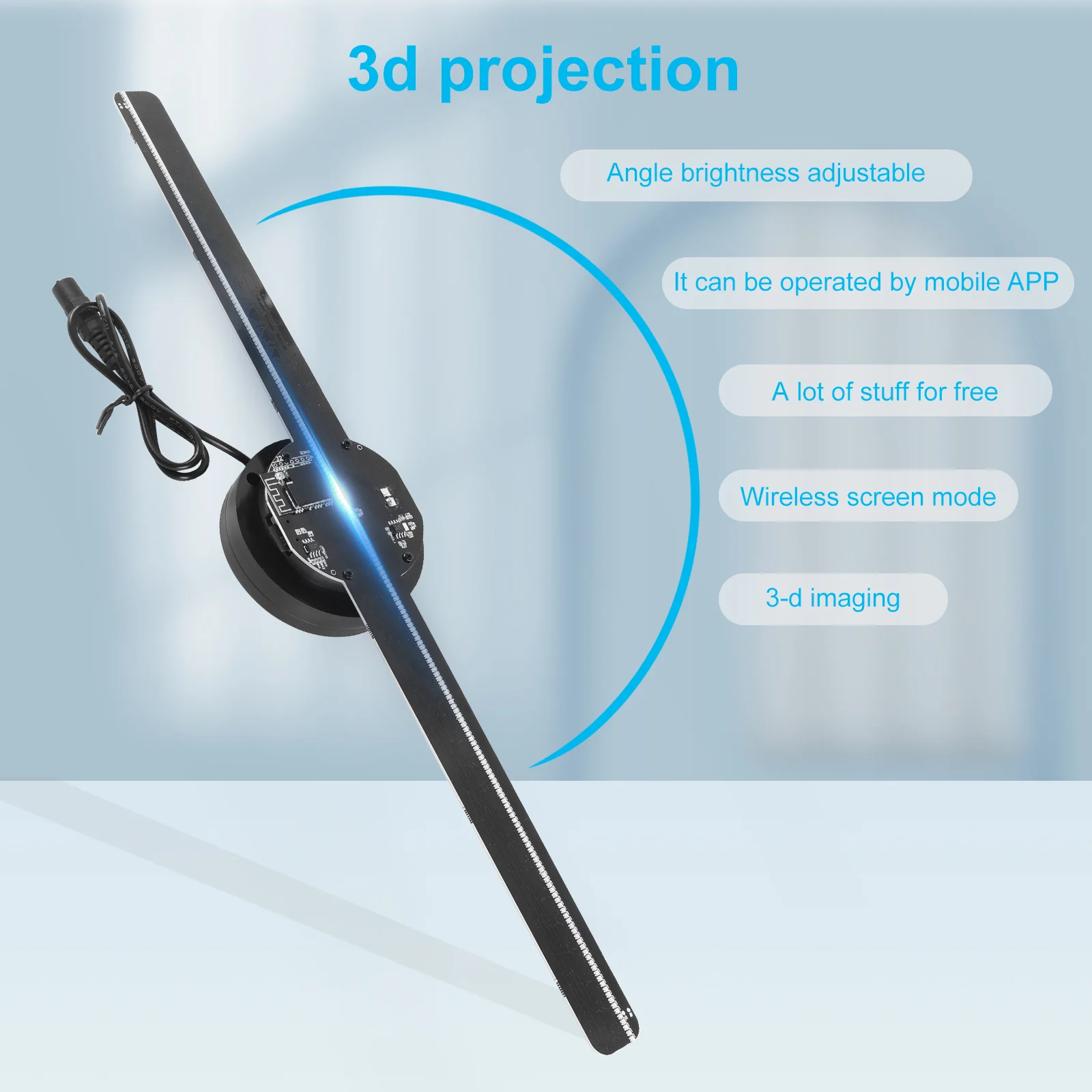Holographic 3D naked-eye full-color LED display screen projector 42cm46cm APP controlled transparent advertising display screen