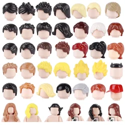 MOC City Figures Hairstyle Building Blocks Black Brown 15673 Girls Hair 92083 Boys Short Hair Bricks Accessories Toys 87990 C13