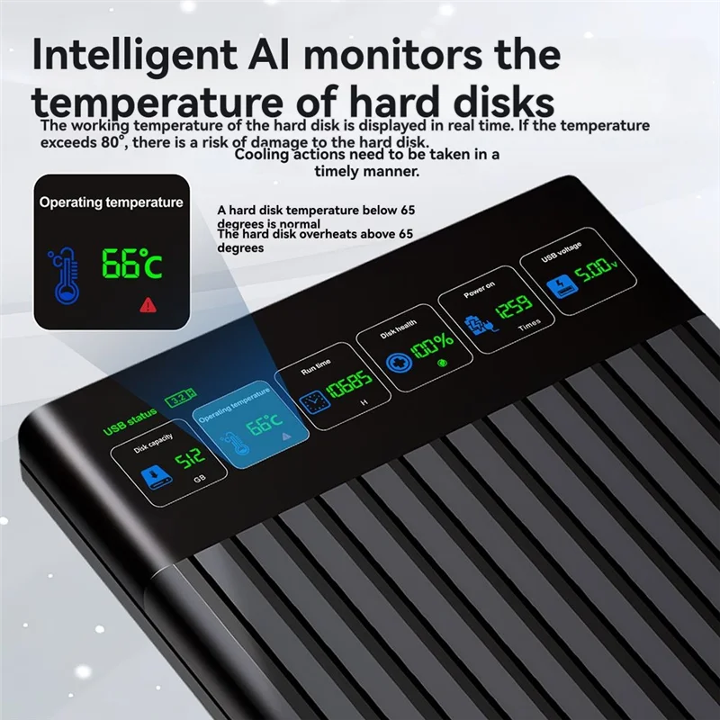 

N11R 2,5-дюймовый внешний жесткий диск SATA-Type-C, адаптер интеллектуального цифрового дисплея, внешний жесткий диск 512 ГБ, 6 Гбит/с для ПК Lap