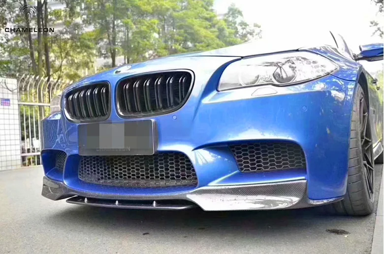 For BMW 5 Series M5 F10/F18 2014-2019 Real Carbon Fiber Bumper Front Lip Splitter Diffuser Lip Protector Cover