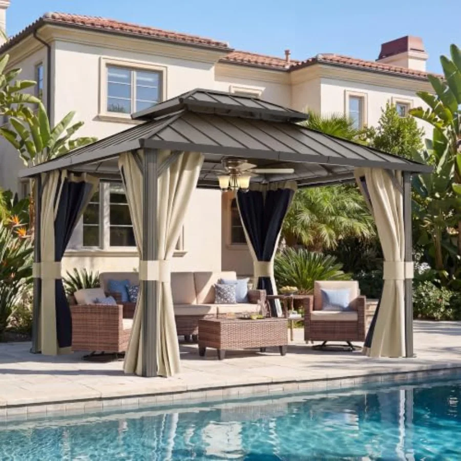 Hardtop Gazebo, Aluminum Outdoor Gazebos Double Roof