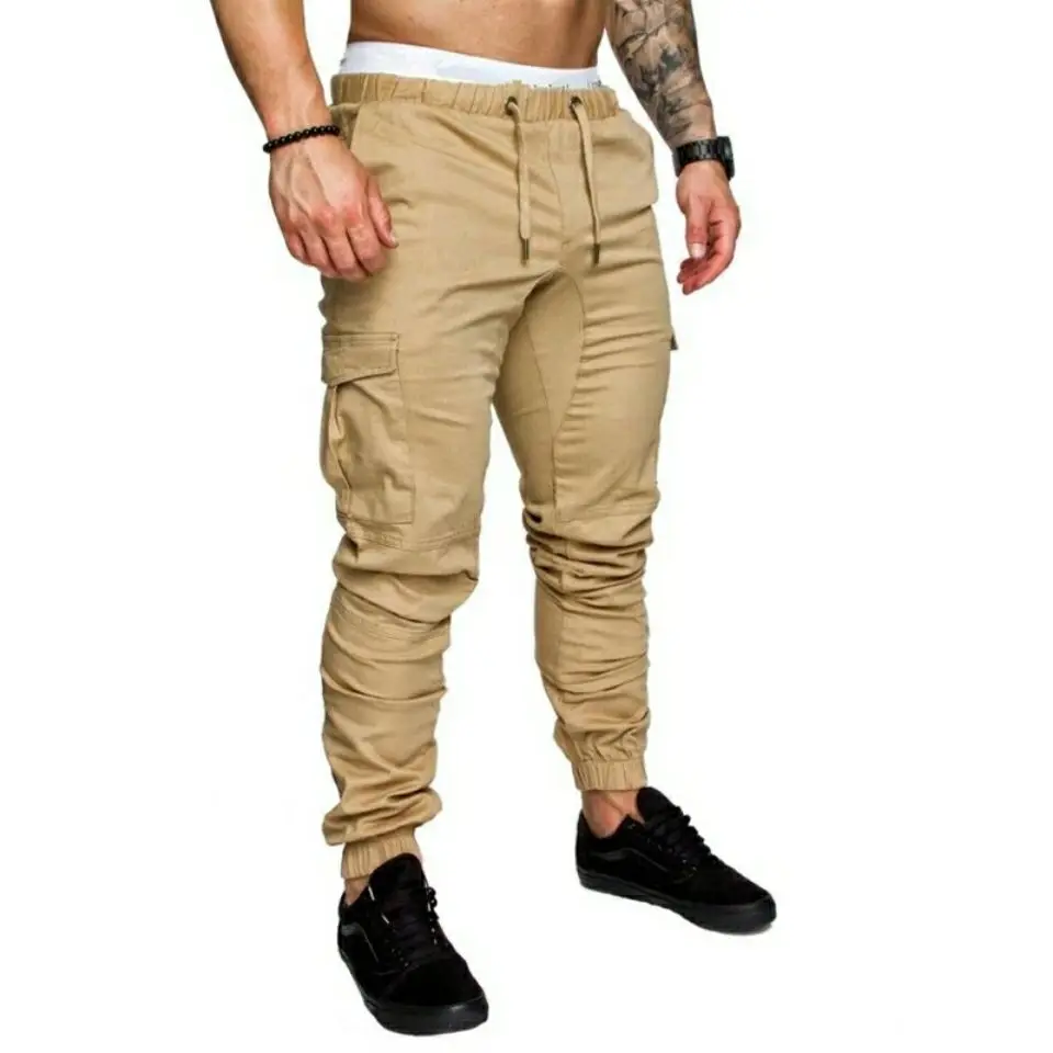 Cotton Open Crotch Outdoor Sex Male Working Cargo Pants with Multi-Pocket Trousers Sports Trousers Black Casual Men's Sweatpants