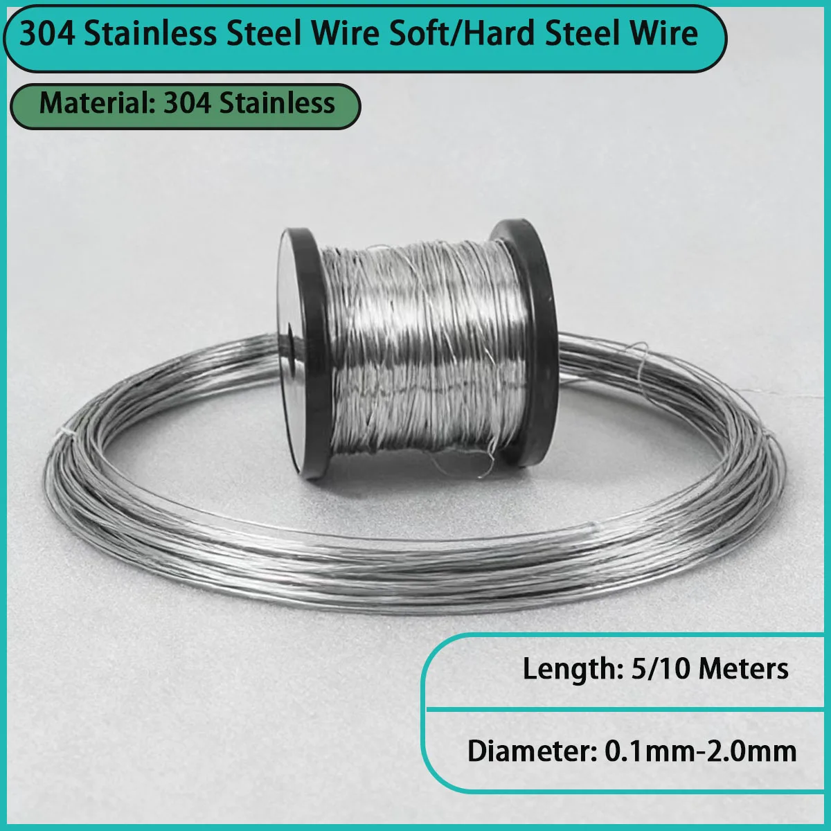 Diameter 0.1mm-2.0mm 304 Stainless Steel Wire Soft/Hard Steel Wire Used for Springs, Woven Mesh, Hardware Accessories, etc