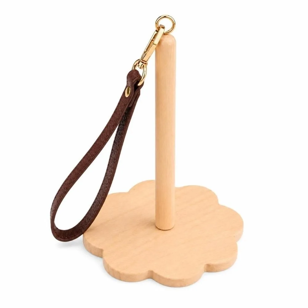 Wooden Yarn Holder Detachable Strap Rotatable Yarn Spool Holder Anti-Tangle Wrist Strap Yarn Ball Winder Stand DIY Sewing Use
