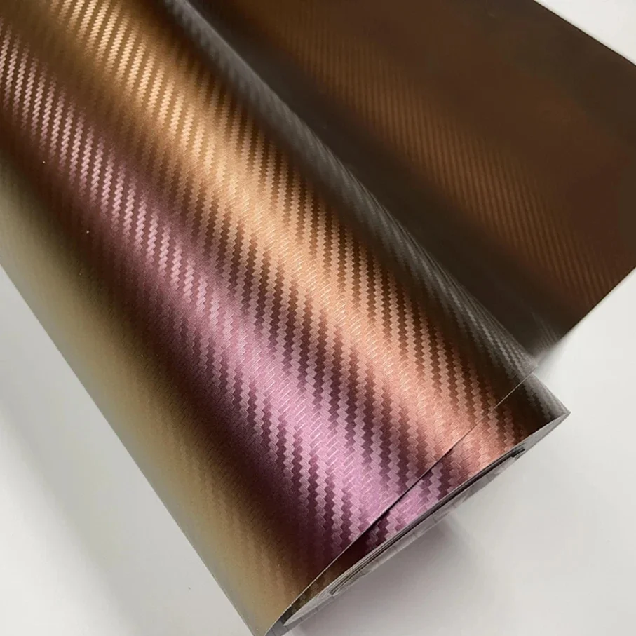 2025 Brons tot rood Chameleon 3D koolstofvezel PVC vinyl wrap sticker folie afdekfolie voor lichaam