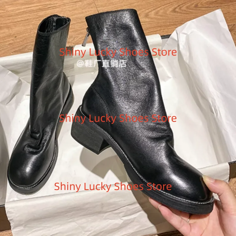 أحذية مطوي للسيدات أصابع مستديرة كعب عالي مكتنز خطوط الخياطة Tacones بولي Leather جلد الإناث أحذية بوت قصيرة الظهر سحابات Chassure