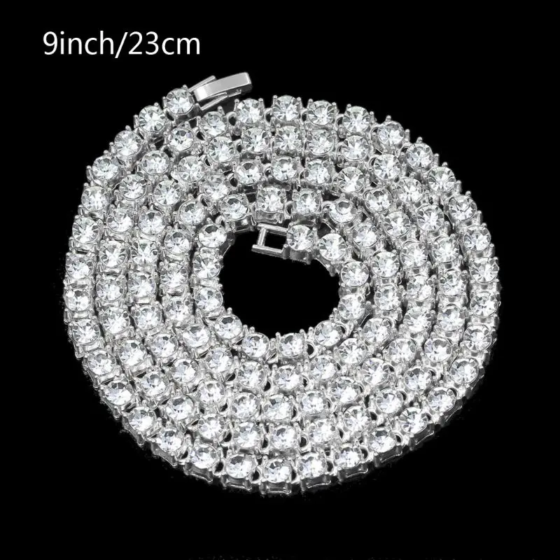 Multilayer Design Tennis Chain for Rhinestone Inlaid Hip Hop Necklace Jewelry Surprise Gift for Boys Girls Youth Men Wom