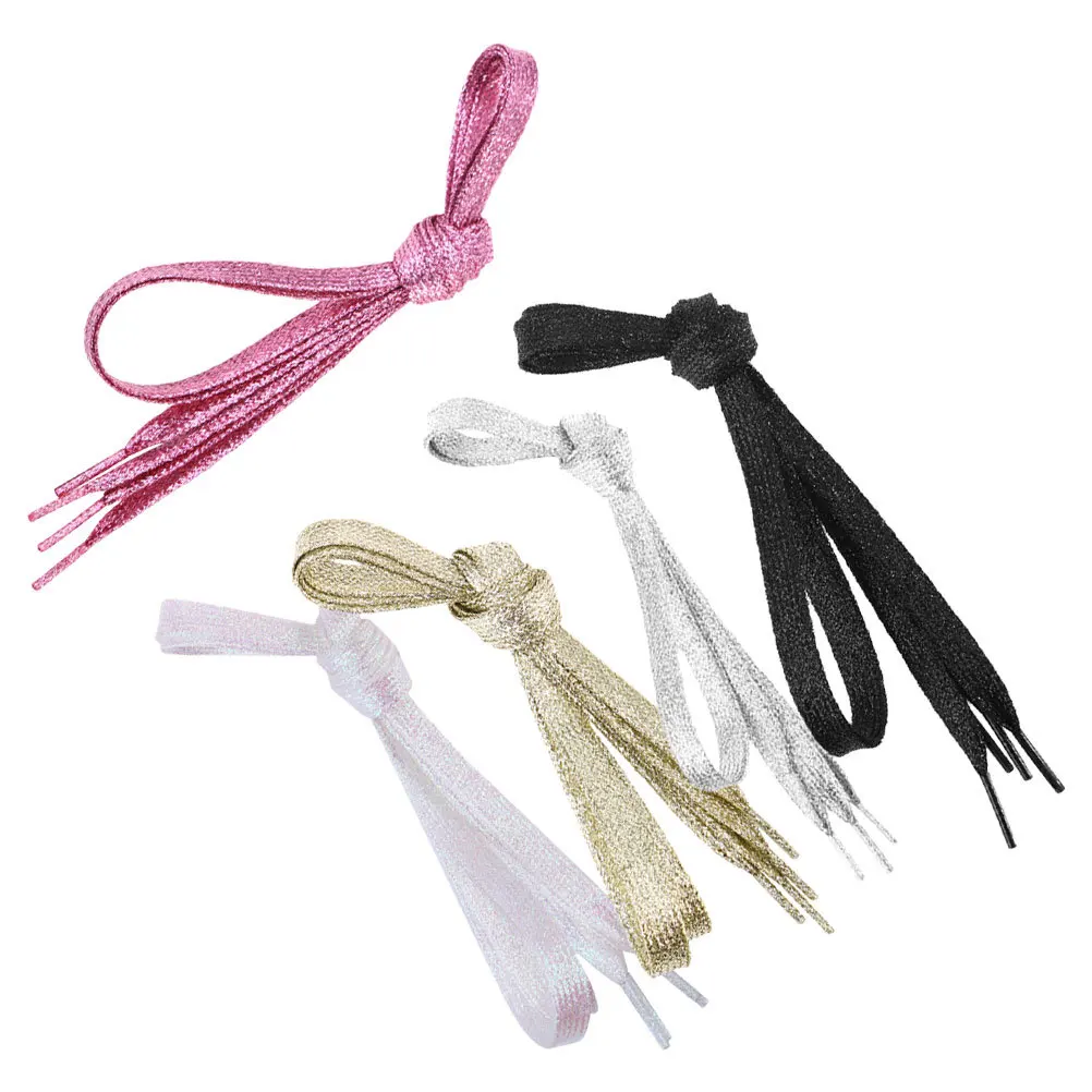 5 قطع من رباط الحذاء المسطح الملون بريق معدني بيرليسسينت بديل متين 110 سم للأحذية الرياضية للنساء والشباب هدية عصرية