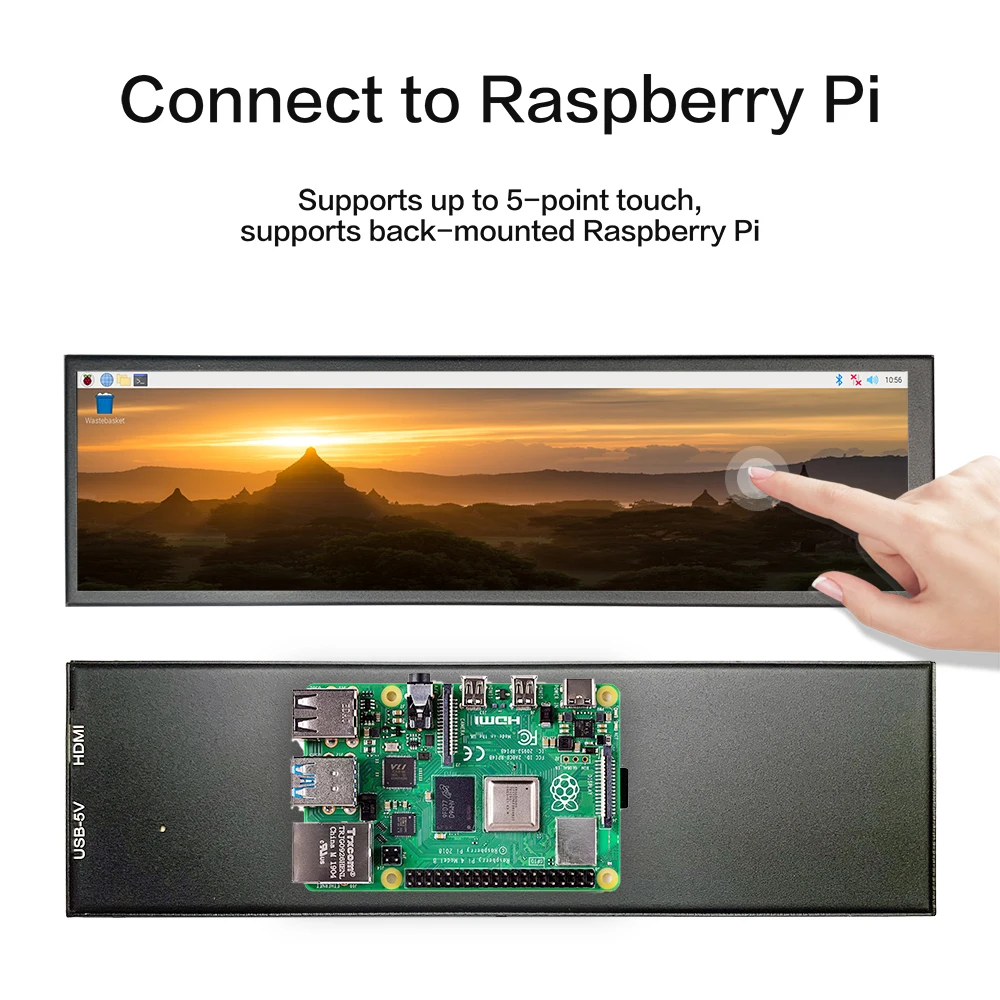 LESOWN 8.8 inch mini HDMI Long Wide Touchscreen 480x1920 IPS Strip LCD Display for PC Temperature Monitoring Aida64 Raspberry Pi