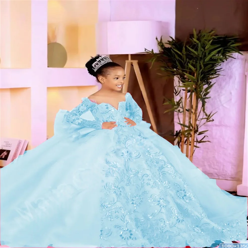 Abito da ragazza di fiori Abito da sposa Primo abito da festa di Natale Abito da cerimonia formale per bambini con ricami e volant