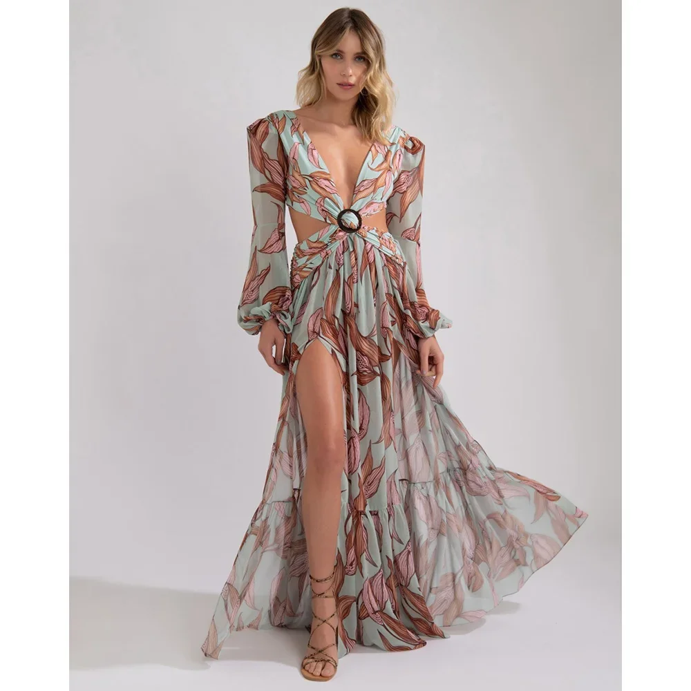 Vestido de playa de verano, traje de baño Floral con cinturón estampado, traje de baño para mujer, traje de baño largo con hombros descubiertos, ropa de playa, traje de baño Bandeau Halt