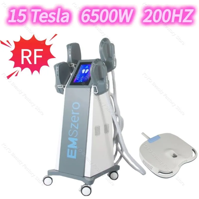 EMSzero 200Hz 6500W EMS Body Sculpt Machine 15 Tesla RF Body Slimming Muscle Building Electromagnetic Stimulation Beauty Salon