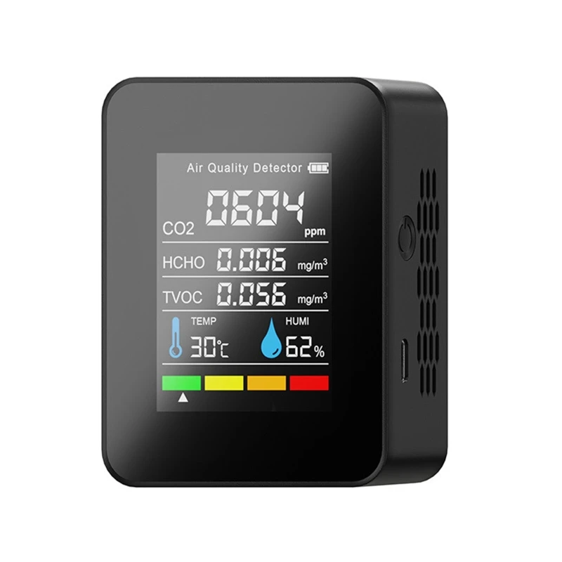 Medidor CO2 5 en 1, Digital temperatura y humedad, Detector TVOC HCHO para hogar
