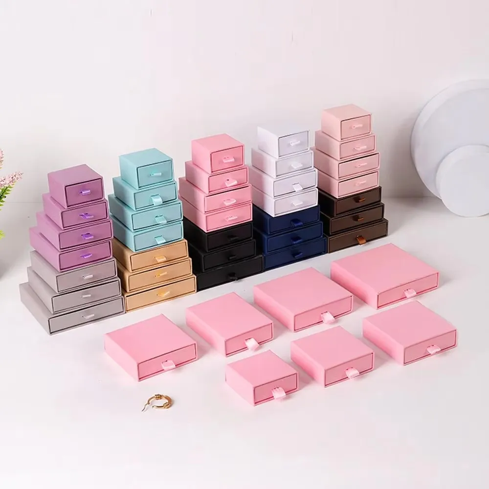 

10Pcs Jewelry Paper Drawer Box Gift Packaging Boxes Rings Earrings Pendant Necklace Bracelet Studs Keys Wedding Favors Organizer