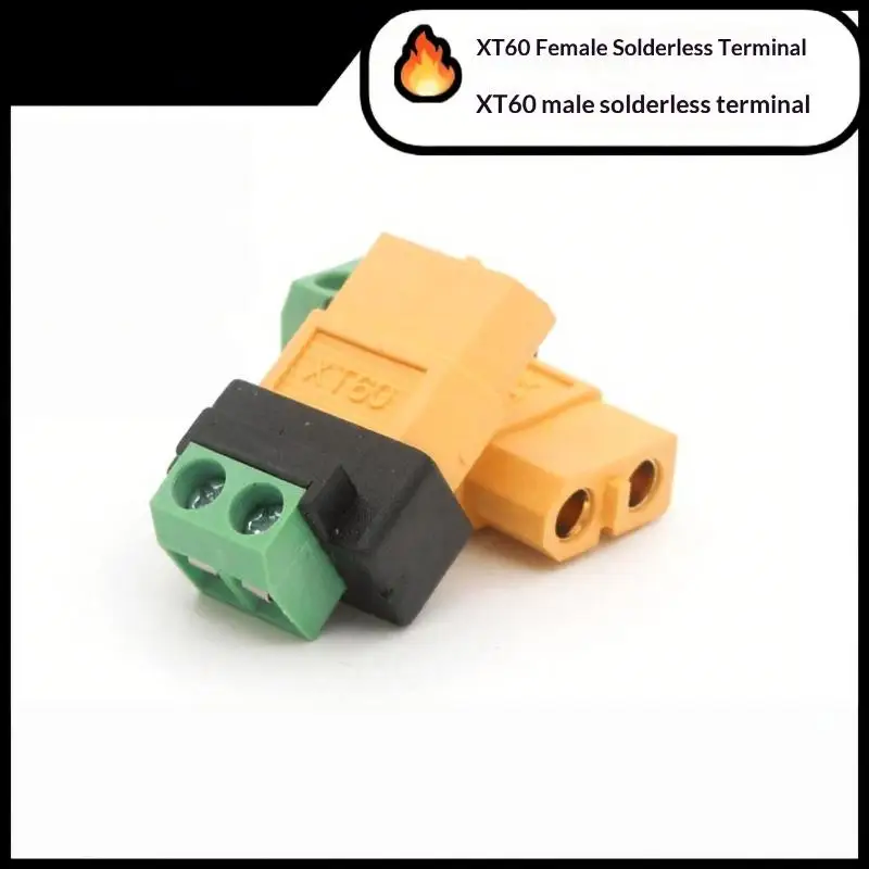 XT60 Male Female to 2Pin Terminal Adapter Plug and Play for UAV Solar Panel RC Model Power Connection Setup