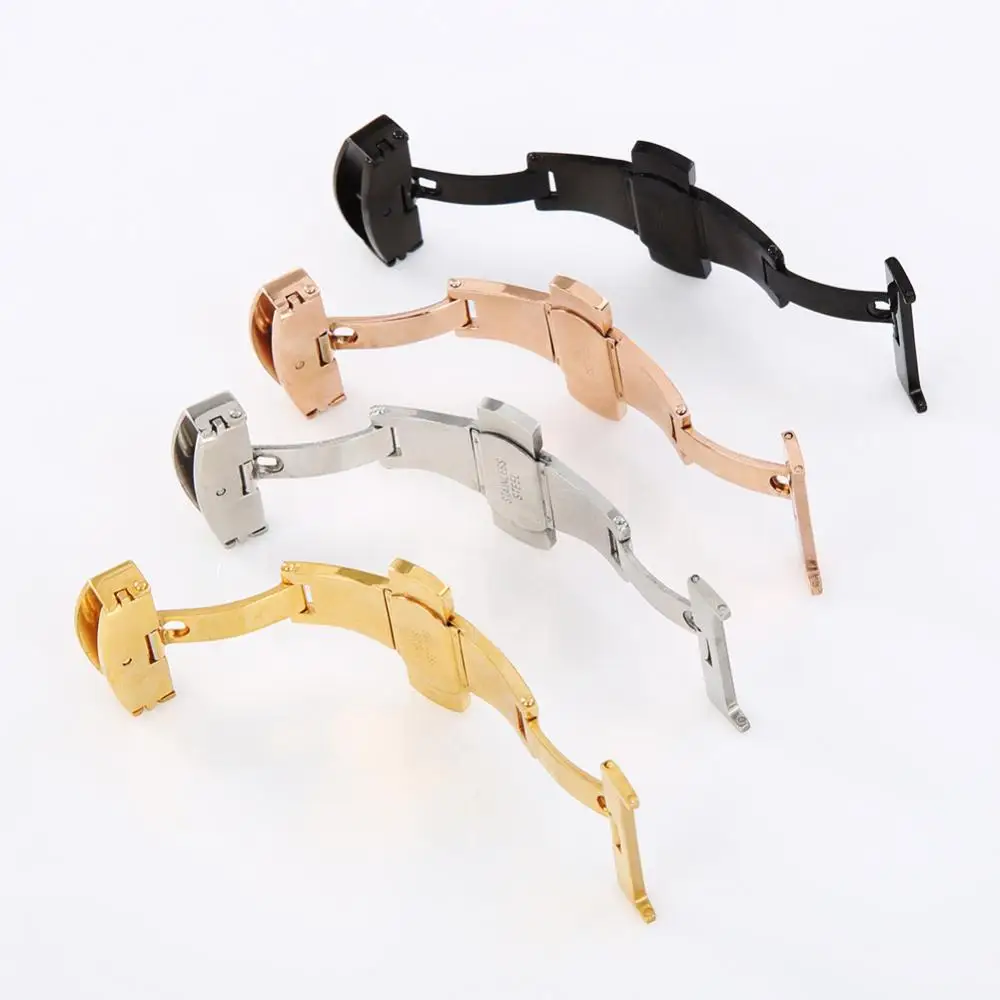 Flip Lock Butterfly Deployment Clasp Watch Deployant Buckle Stainless Steel Automatic Double Click Watch Strap Butterfly Buckle