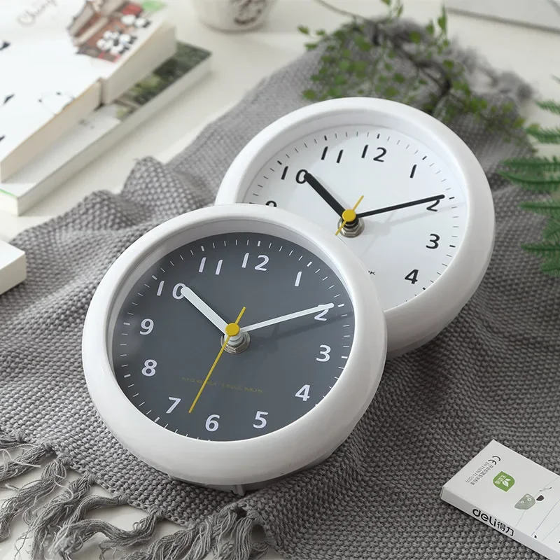 6-inch Mini Bathroom Waterproof Suction Cup Wall Clock Small Clock Refrigerator Ornaments Silent Home Decoration