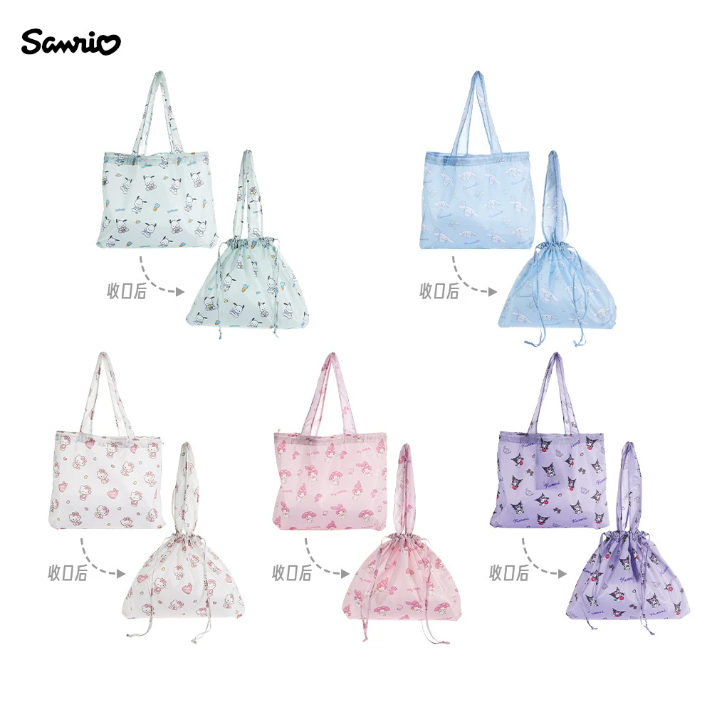 

Kawaii Sanrio Anime Peripherals My Melody Kuromi Cinnamoroll Hello Kitty Cartoon Full Printed Folding Storage Bag