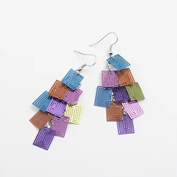 Nine Piece Geometry Square Earrings Mix Color Bohemia Style Earrings for Women Fashion