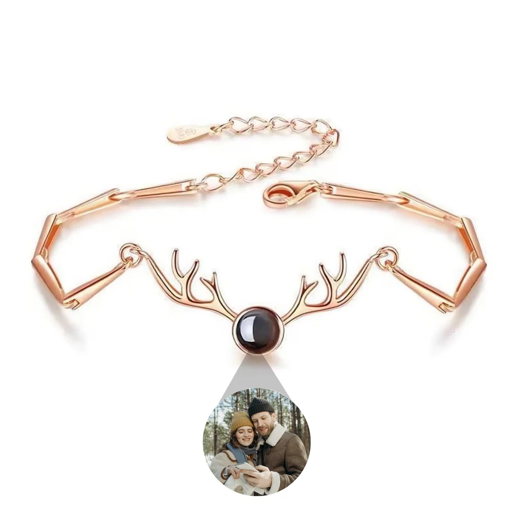 

Customized Bracelets With Photo Projection Bracelet Personalized Antlers Mori Department Elk Rose Gold Copper For Women Bangle