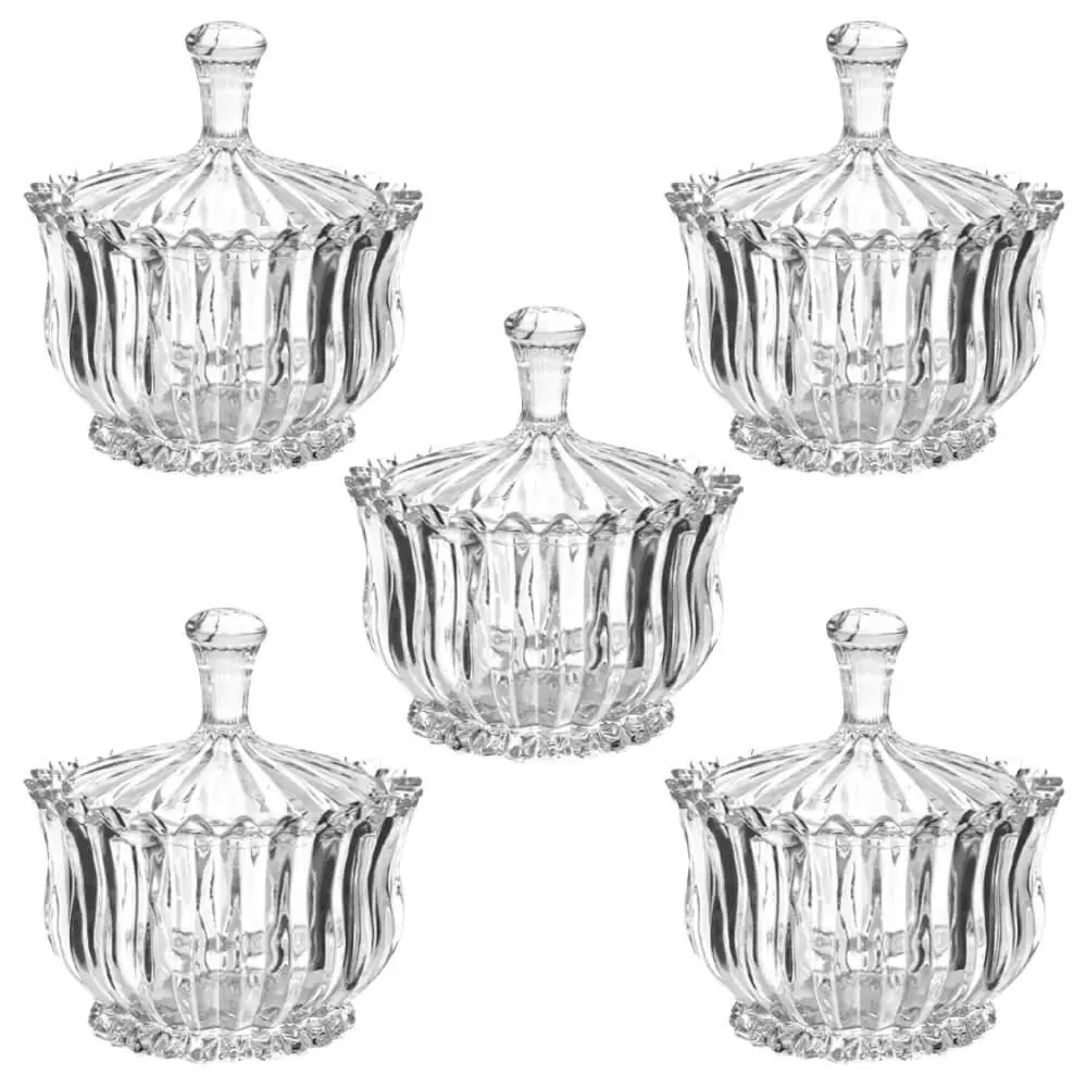 Bomboniere Baleiro In Brazilian Glass Transparent 5 Pieces 900ml - City Glass