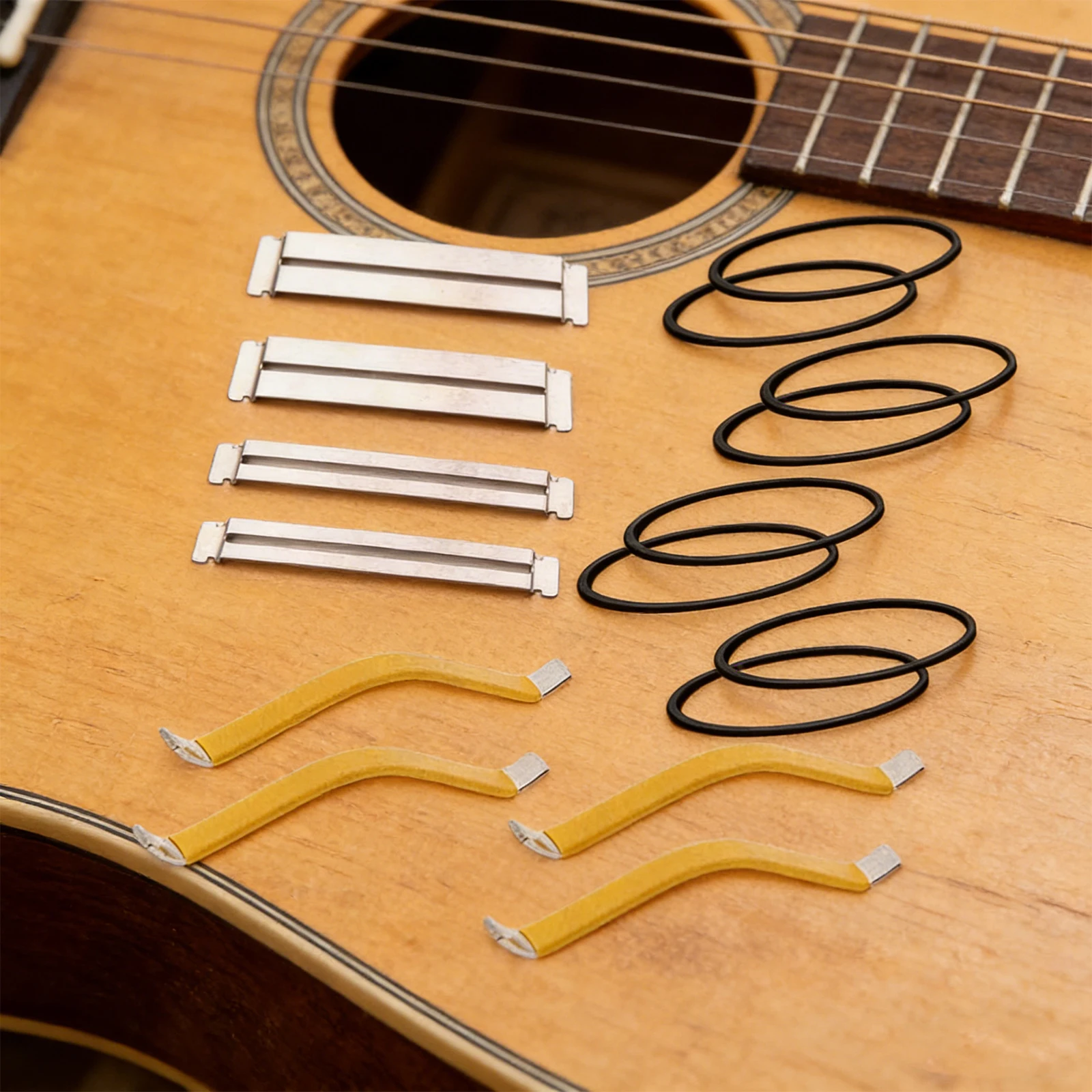 Stainless Steel Fretboard Protector with String Spreaders and Rubber Band for Fretboard Cleaning Filing Polishing