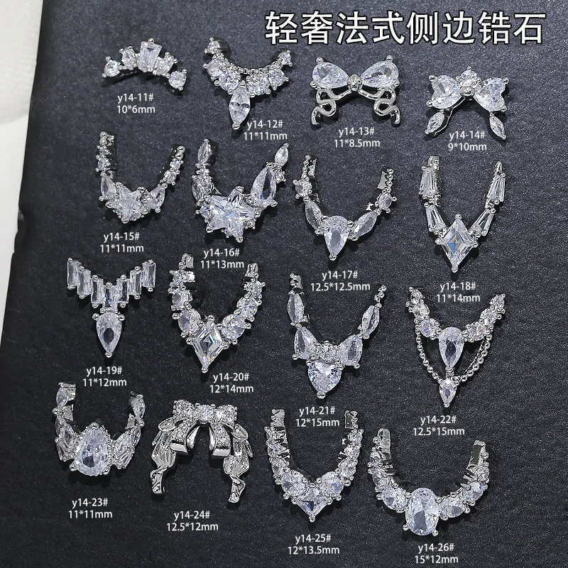 3 pçs luxo brilho completo zircão borda crescente francesa diamante estrela pingente arte do prego strass jóias decorações manicure encantos