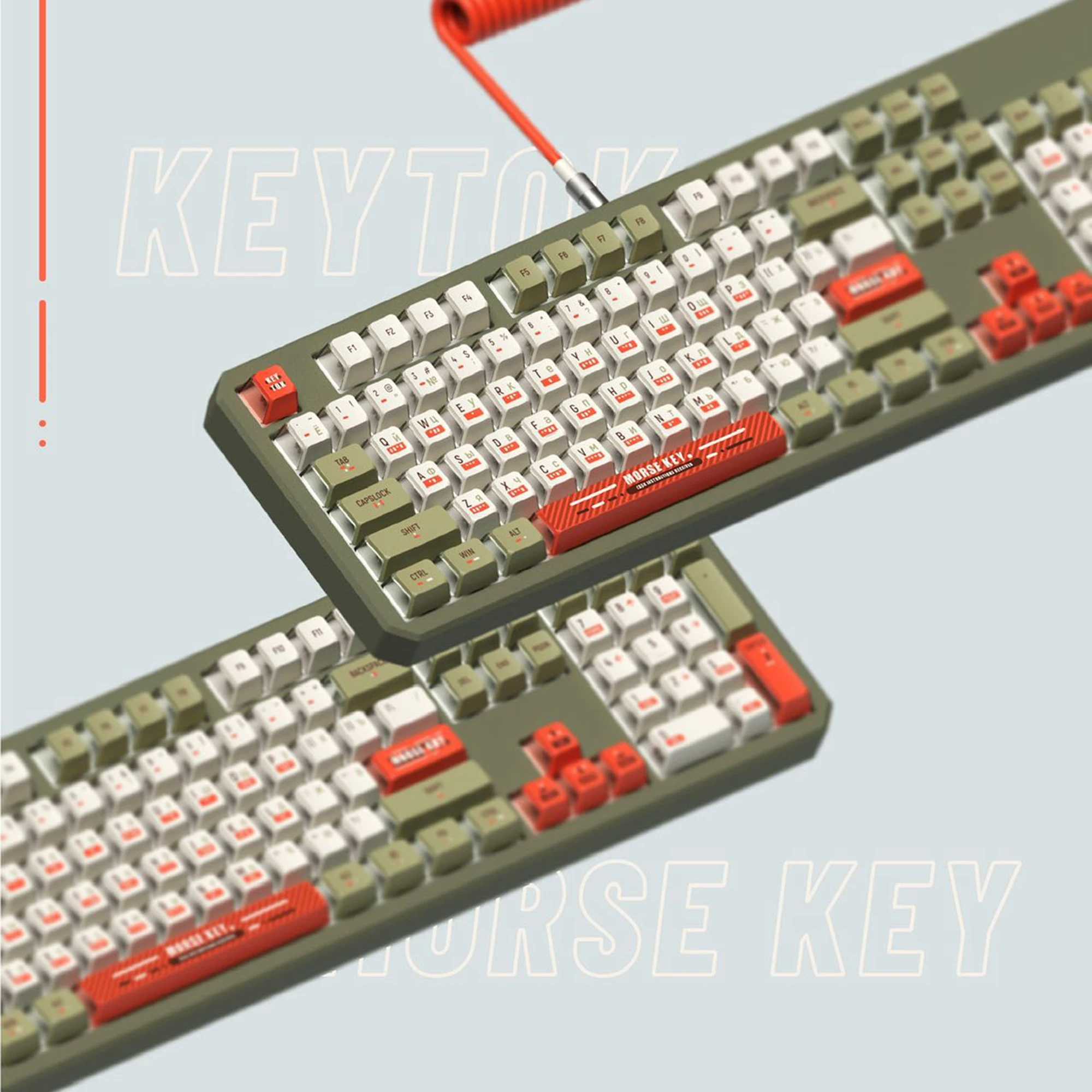 

KeyTok OEM Profile Morse Key Code Doubleshot Dye Sub Keycap Set thick PBT for keyboard 87 tkl 104 ansi bm60 CSTC75 BM87 BM65