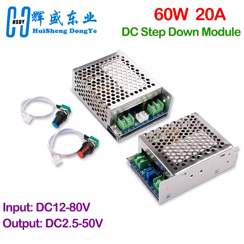20 A 600 W Step-Down-Leistungsmodul, einstellbar, DC 12–80 V auf 2,5–50 V, Spannungsregler, Abwärtswandler, Konstantstrom-Stromversorgung