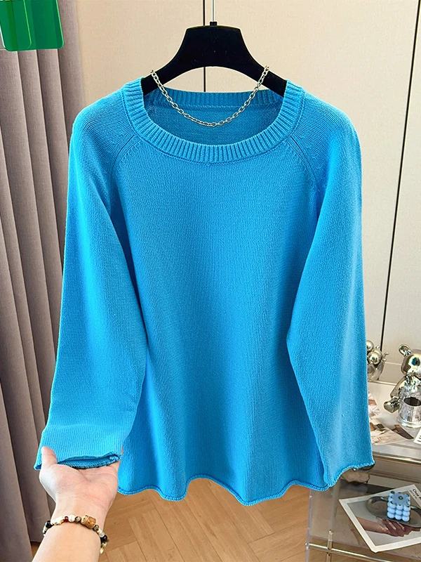 

plus Size Royal Blue Sweater Women Loose oulder Sve round Ne Lazy Sle Fat Sister Knitted Top Winter Thi Long Sve