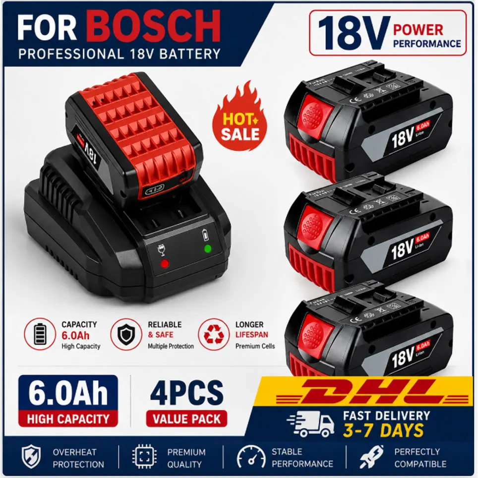 🌾 Batterie rechargeable GBA 18V 100% originale pour Bosch 18V 8000mAh, adaptée aux outils BAT622 BAT618G, batterie haute puissance 10C