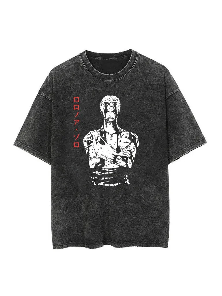 

One Piece Zoro Collaboration Summer Men's and Women's Casual Loose Large-sized Washable Sporty Round-neck Short-sleeved T-shirts