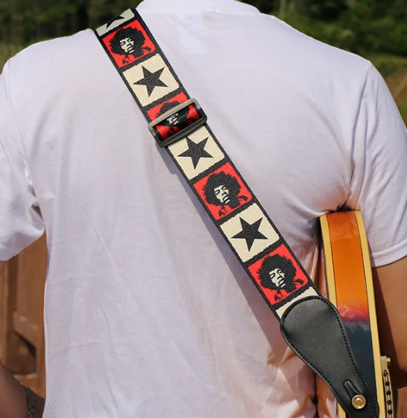 حزام من الجلد للجيتار الشعبي جيتار صوتي يمكن توسيع حزام الجيتار 100 مختلط #3