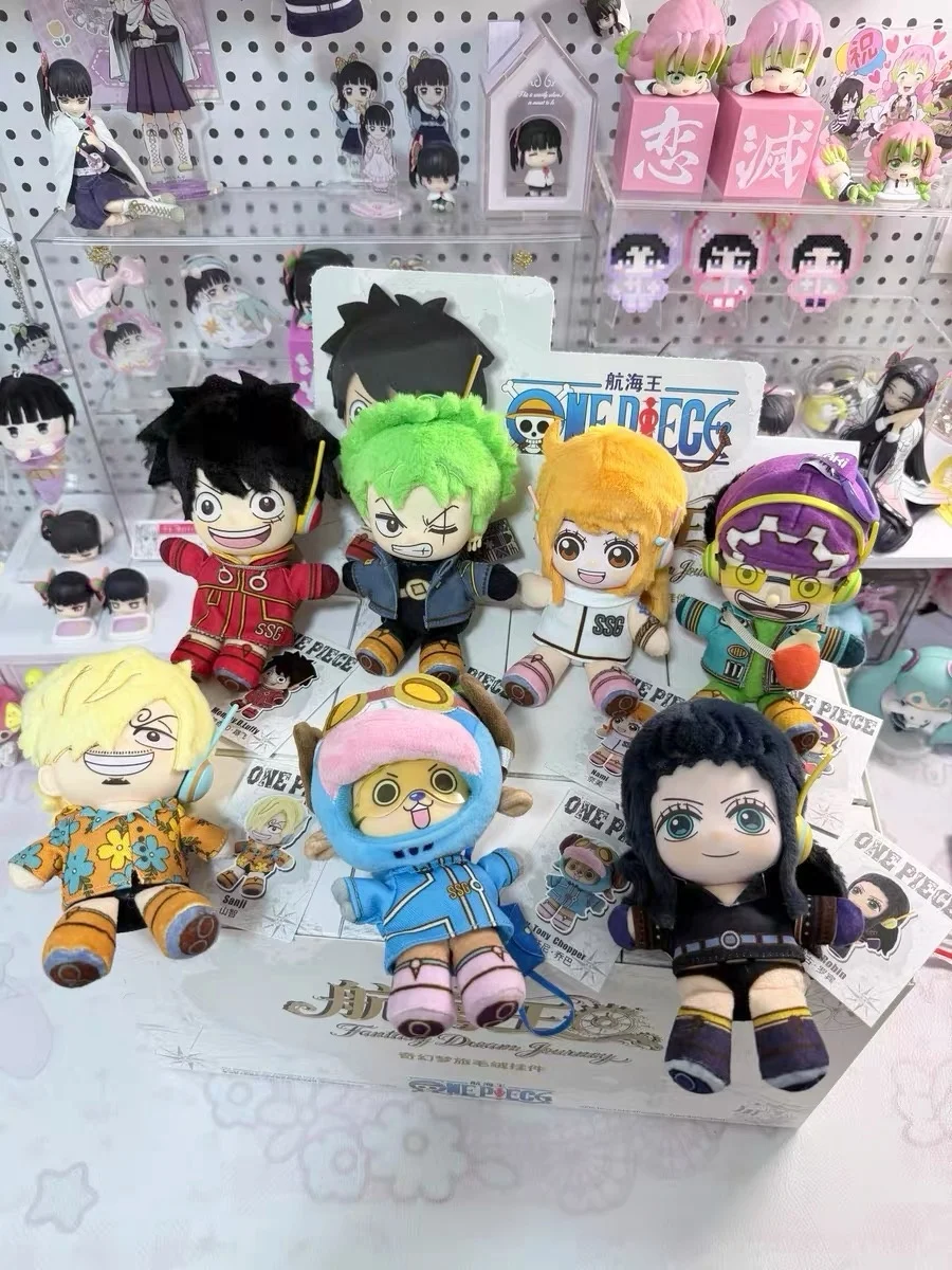 EAKI Licensed One Piece Plush Blind Box Luffy Zoro Nami Full Crew Cute Desktop Ornament Anime Peripheral Present For Anime Hobby