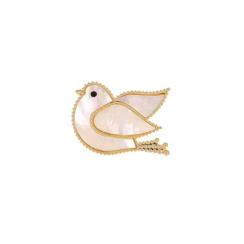 2023 new clothing Natural shell bird pigeon pin for women coat suit accessories shell peace dove brooch copper