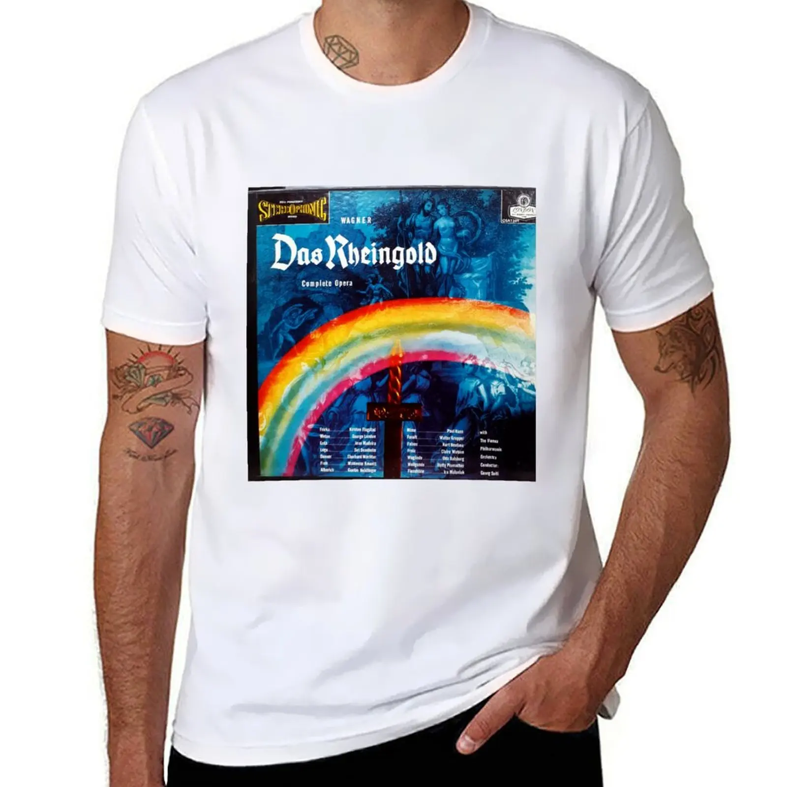 Das Rheingold, Richard Wagner, Wagner, Opera, German, 1959, футболка Rainbow, мужские хлопковые футболки Das Rheingold, Richard Wagner, Wagner, Opera, German, 1959, футболка Rainbow, мужские хлопковые футболки
