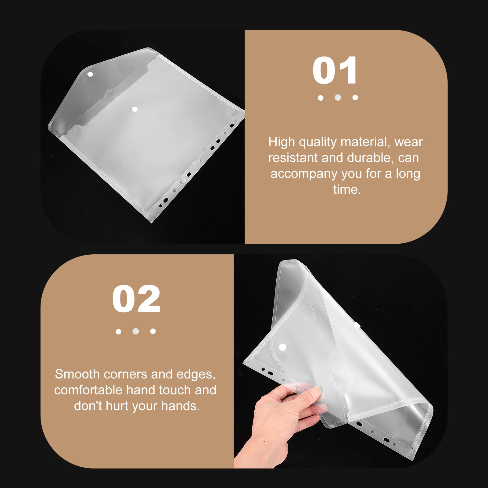 

5Pcs Sturdy File Protector Clear Page Pouch with Holes Multi-Functional Document Bags for Business and Study Photo Protectors