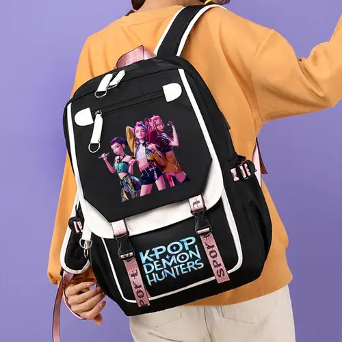 Imagen 2 del producto Mochila escolar para adolescentes, bolso con estampado de cazadores de demonios, bonito bolso para ordenador portátil para niñas, mochila para el Campus universitario