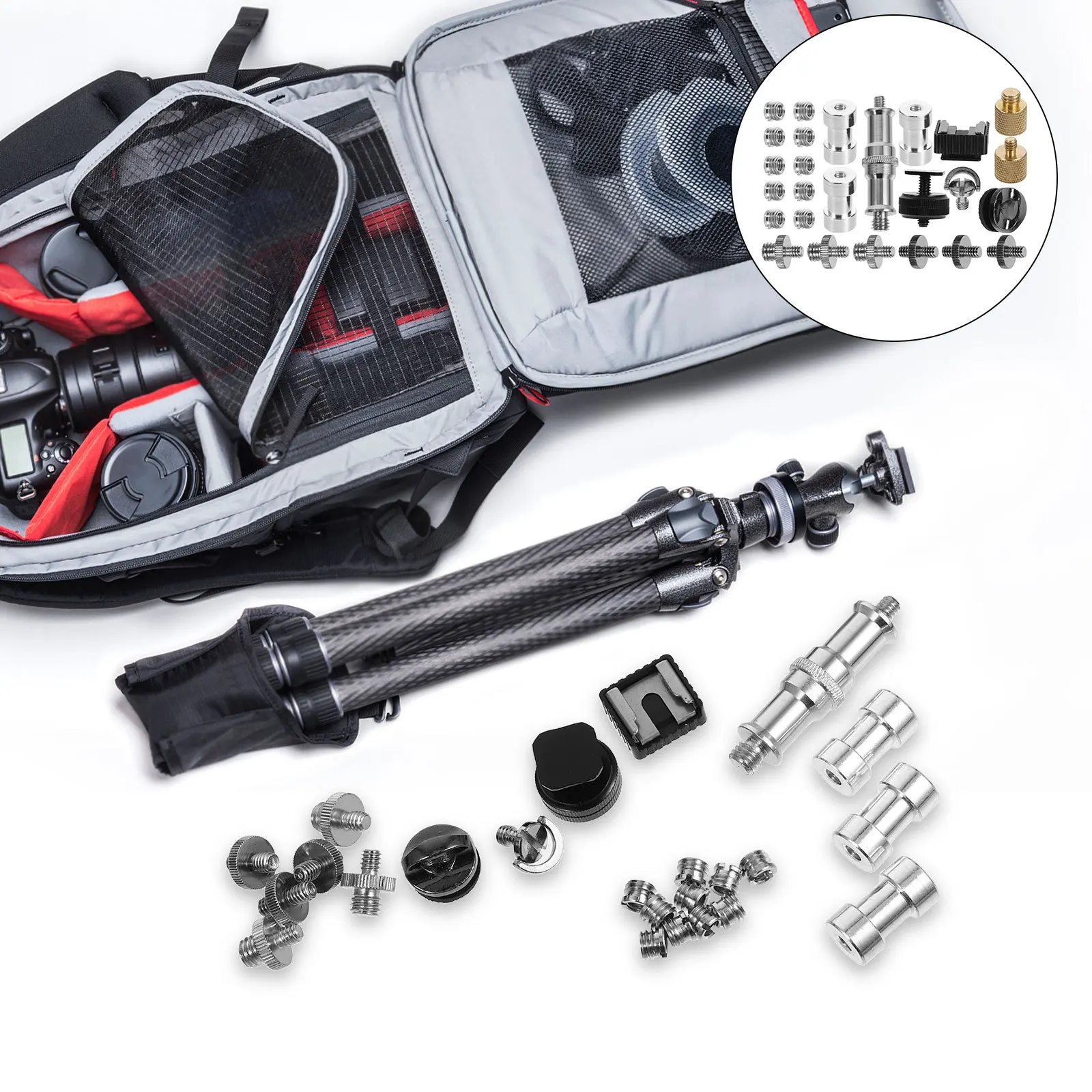 1 Set Of Screw Mount Kit Alloy Tripod Mount Screw 1/4 Dual Ended Camera Screws Replacement For Action Camera Tripod Adapter 1/4