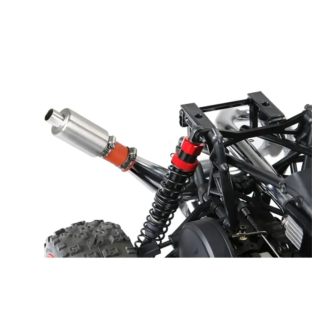 1 conjunto de kit silenciador tubo escape aço inoxidável para hpi baja rovan 5b 5t 5sc losi tdbx fs 1/5 rc carro