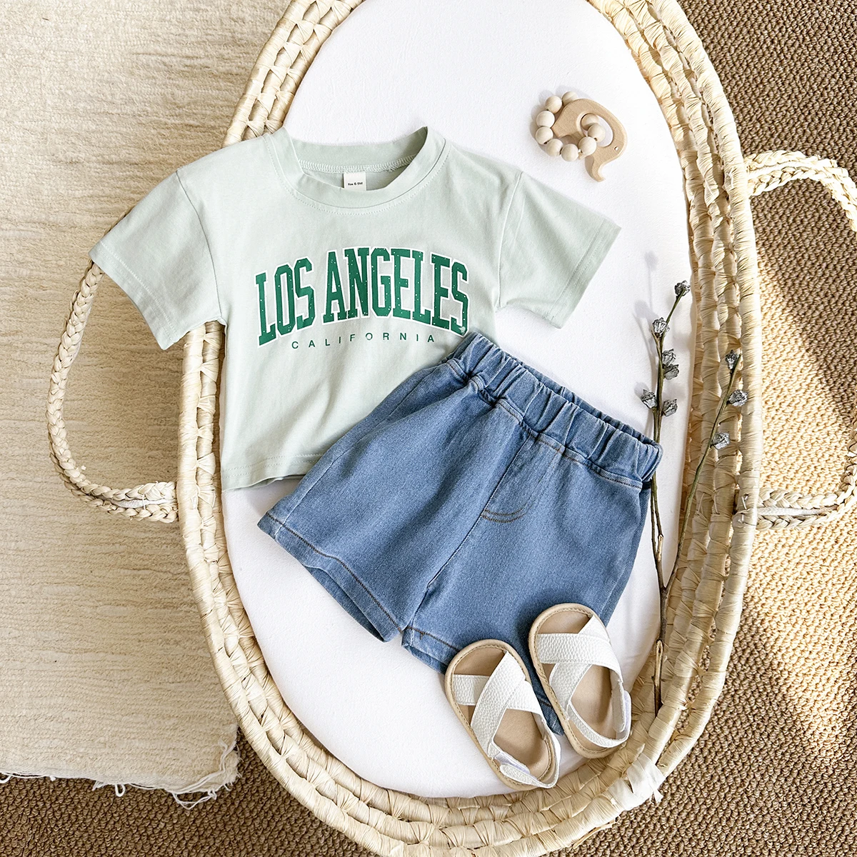 2024 Summer Short Sleeved Boys T-Shirt+Shorts Baby Clothing Letter Printed Preschool Casual Set Girl Newborn 2PCS 0-3Y